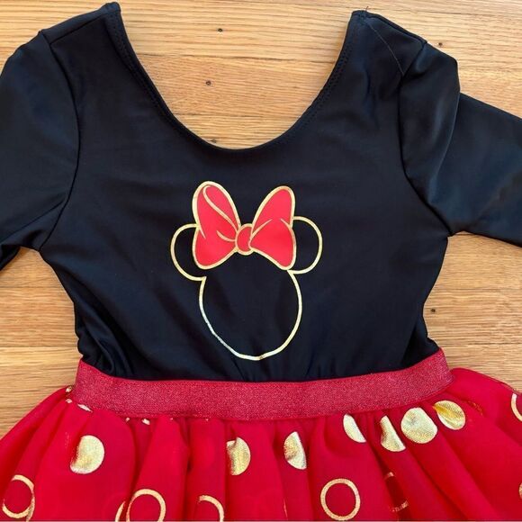 Disney Junior Minnie Mouse red/black tulle tutu long sleeve leotard dress - Picture 4 of 6
